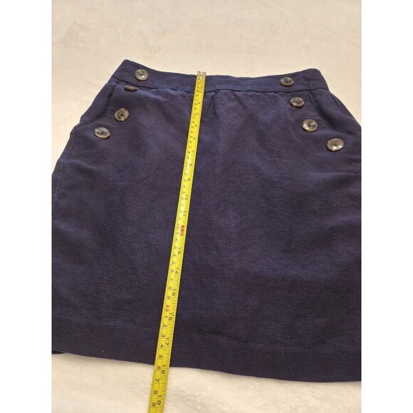 Loft Womens Navy Linen blend Knee Length Straight Skirt Sz 2 - Picture 6 of 8